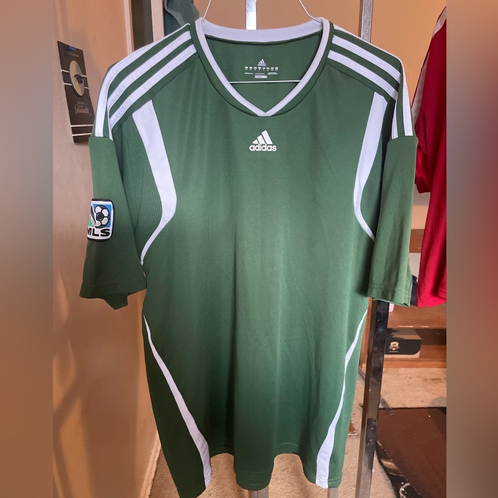 Adidas Green and White Men Shirt X-LARGE